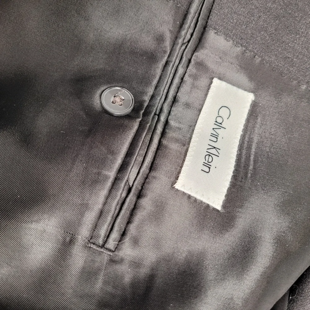 Calvin Klein Blazer Mens 44L Charcoal‎ Grey 100% Wool 2-Button Sport Coat